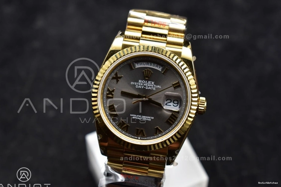 Roman QF on Marker V5 SportInspired DayDate Grey Weight) President vr3255 904L 700 with Steel Bracelet Best 36 Edition (Gain Dial YG 1228